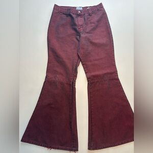 90s high rise wide leg women’s flared Santa Barbara red faded black jeans